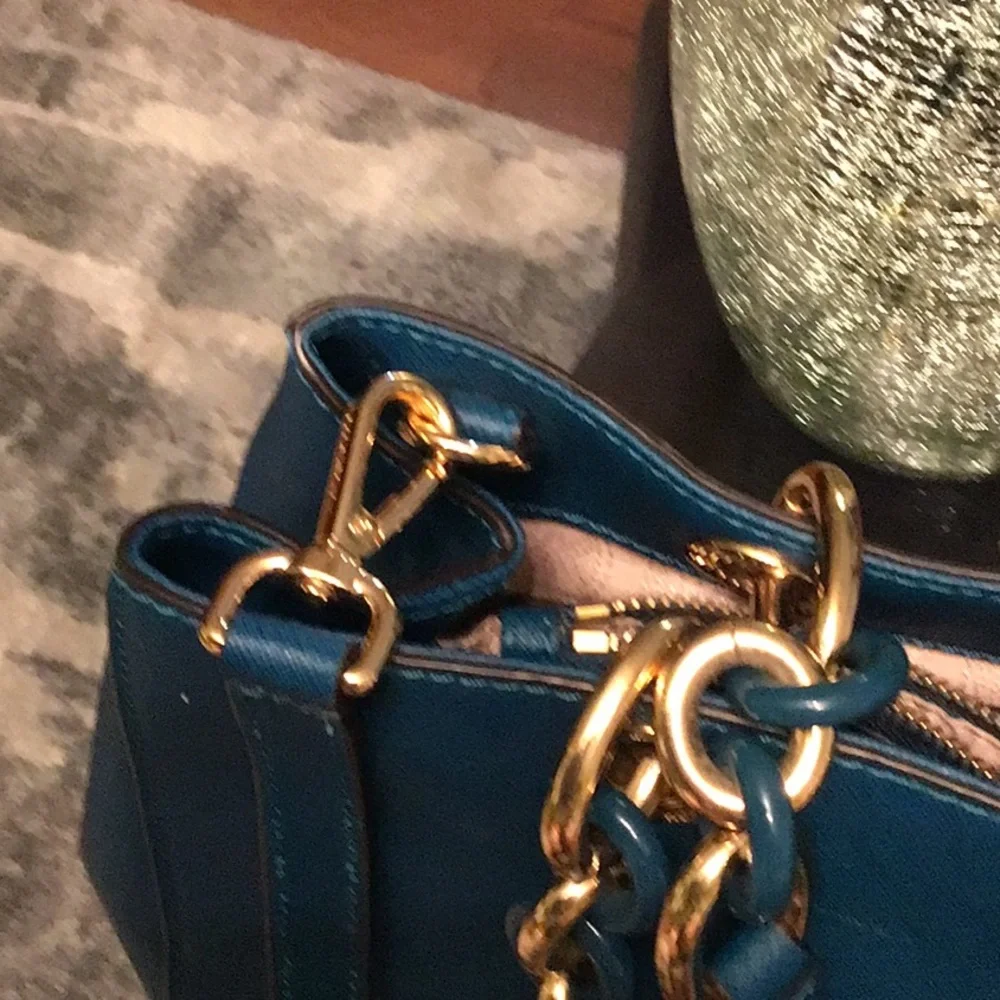 Michael Kors Blue and Gold Satchel!! Very classy!! Get it!!reasonable!! - Picture 8 of 10